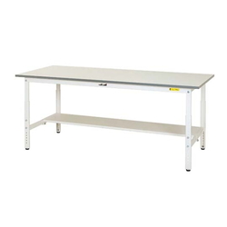 Work Table 150 Series, Height Adjustment Type H600 to H900 mm, With Half-Sided Shelf Board, SUPA Series