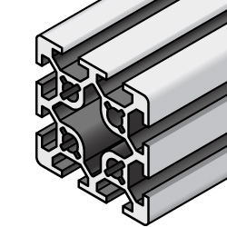 6 Series Aluminum Frame - Square 60x60mm, 4 Side Slots, A6N01SS-T5 Aluminum